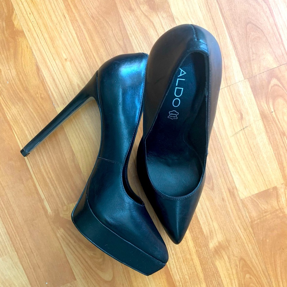 Black Aldo Leather Heels